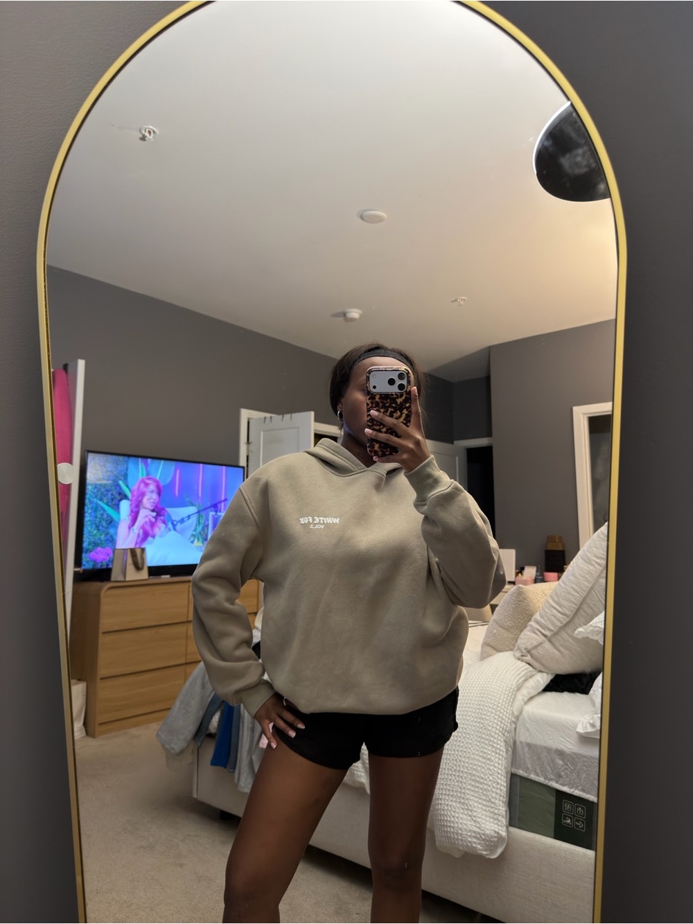 White Fox Boutique Taupe Crewneck Hoodie - Relaxed Fit